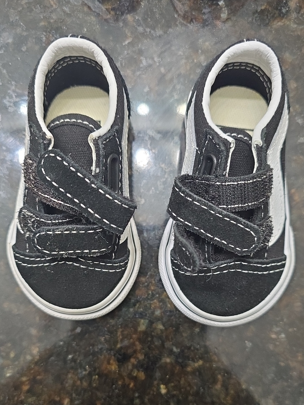 Vans Black and White Velcro Baby Sneakers